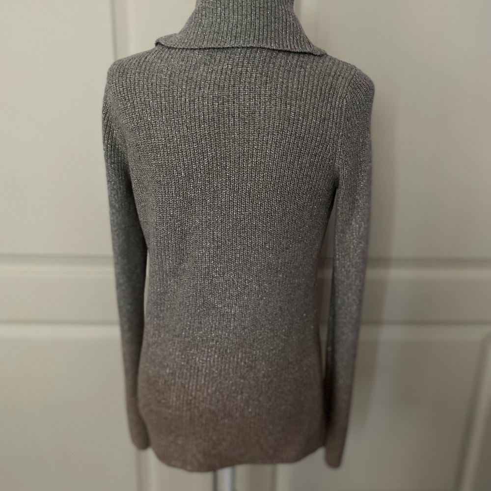WHBM Metallic Silver to Rose Gold Ombré Cowl Neck Sweater - Picture 6 of 16